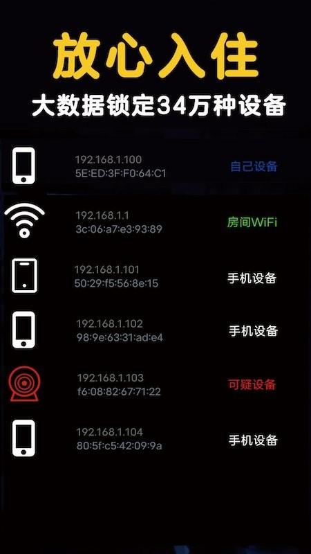 网络摄像头扫描器app(又名酒店安全宝)下载,网络摄像头扫描器,扫描app,摄像头app
